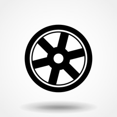 Obraz premium Wheel Icon Isolated on White Background. Black silhouette
