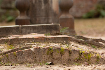 brick steps with blurred background