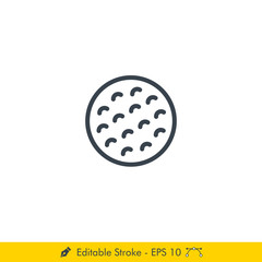 Golf Ball Icon / Vector - In Line / Stroke Design