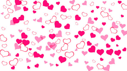 A sample of wallpaper design, textiles, packaging, printing, holiday invitation for birthday. Red hearts of confetti are flying. Happy background. Red on White background Vector.