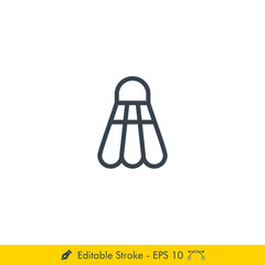 Badminton Shuttlecock Icon / Vector - In Line / Stroke Design