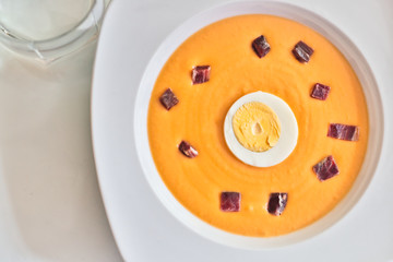 Salmorejo is a traditional Spanish recipe, healthy and tasty, whose main ingredient is tomato