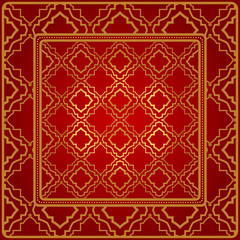 Design Of A Geometric Pattern. Vector. For Wallpaper, Flyer, Book, Brochure. Red gold color