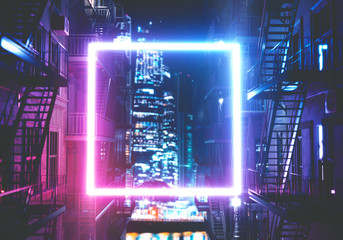 Neon background. Cyberpunk electronic night background concept.