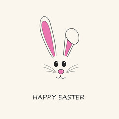 Fototapeta premium Cute Easter bunny with greeting. Vector