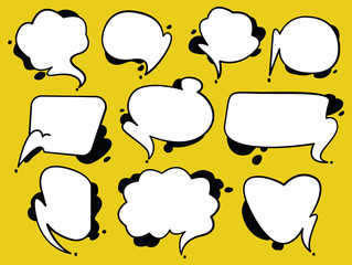 A collection of comic style speech bubbles