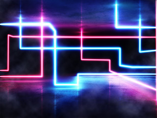 Cyberpunk neon electronic style disco background concept.