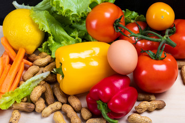 concept of healthy eating. Fresh vegetables close-up on the table