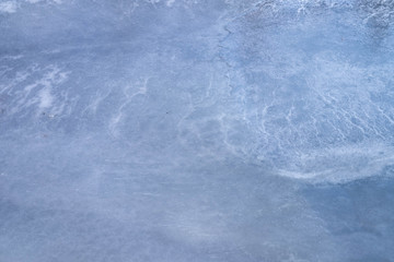 Textures blue ice. Ice rink. Winter background. Overhead view at the in front of the Summer palace.