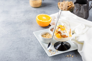 Healthy layered dessert trifle