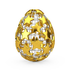 Abstract Fence Easter Egg with Golden Stars. 3d Rendering