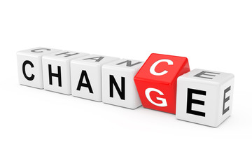Cube Blocks with the Transition from Chance to Change Word. 3d Rendering