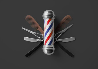 Barbershop logo design butterfly scissor background concept. - 251382283