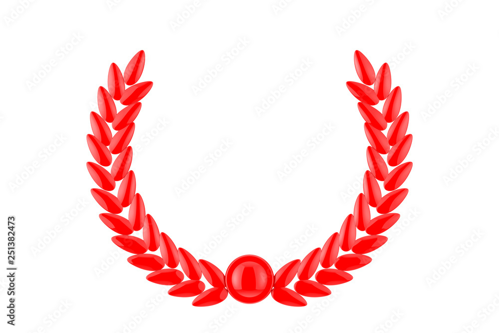 Poster Red Olive Branch Laurel Foliate. 3d Rendering