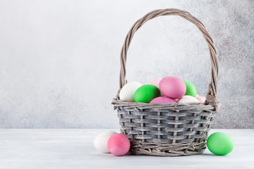 Easter eggs in basket