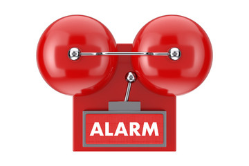 Red Fire Alarm Bell System. 3d Rendering