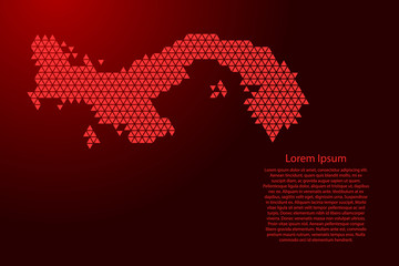 Panama map abstract schematic from red triangles repeating pattern geometric background with nodes for banner, poster, greeting card. Vector illustration.