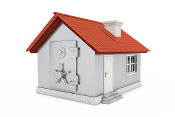 Modern Cottage House with Bank Safe Pad Door. 3d Rendering