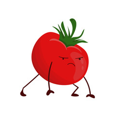 Cute funny tomatoes isolated illustration. Food concept draw.