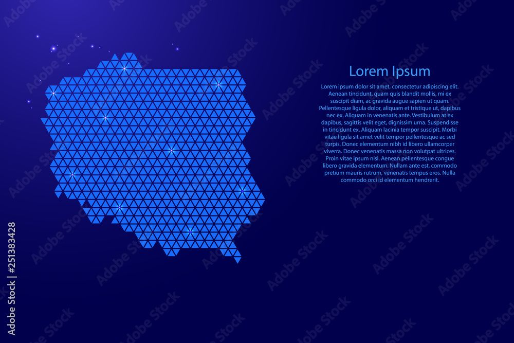 Poster poland map abstract schematic from blue triangles repeating pattern geometric background with nodes 