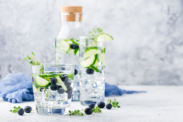 Detox water with blueberry, cucumber and thyme