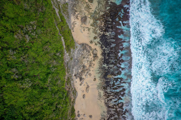 Tropical beach, view from above, Melasti beach, aerial view, Bali, Indonesia