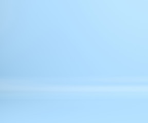 Blue room in the 3d rendering. Abstract snow blank background. Pale blue winter blurred background