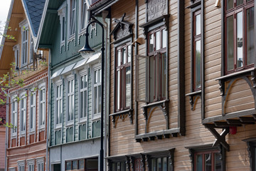wooden houses in Egersund downtown, south Norway