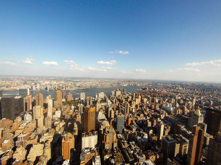 a pano of lot of skyscrapers in NY city , shoots from Empire State building , Manhattan  