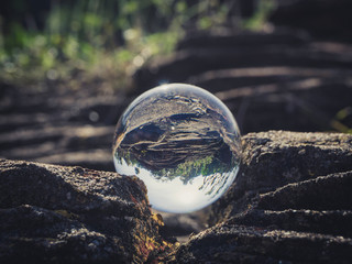 Crystal Ball with inverted view of landscape