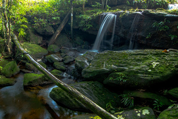 Beautiful waterfalls on the hilltop in the forest of Thailand