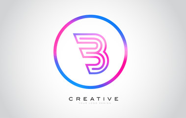 B Letter Monogram Logo Design. Modern B Icon With Creative Beautiful Purple Black Monogram Design.