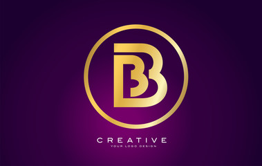 B Letter Gold Logo Design. Modern B Icon With Creative Golden Beautiful Monogram Design.