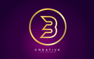 B Letter Gold Logo Design. Modern B Icon With Creative Golden Beautiful Monogram Design.