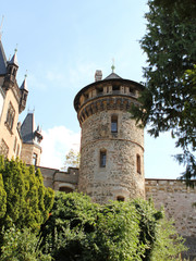 Wernigerode Castle. View of the Burghof. Wernigerode Castle is located in the Harz mountains above the town of Wernigerode in Saxony-Anhalt, Germany.