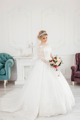 Glamorous bride in wedding dress 