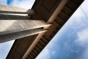 High architectural construction against the blue sky