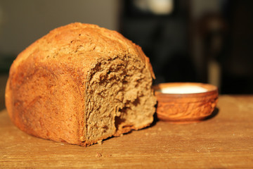 Bread and salt on the table