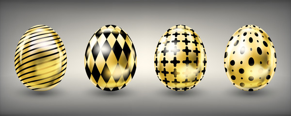 Easter shiny glance golden eggs with black ornate