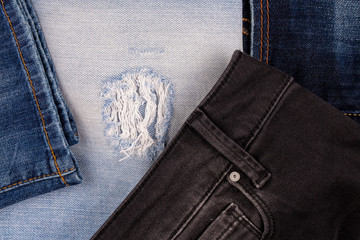 Blue jeans fabric. Denim jeans texture or denim jeans background.