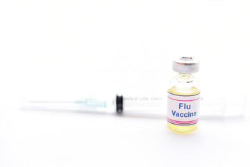 Bottle of Flu vaccine for injection, protective vaccine for influenza virus