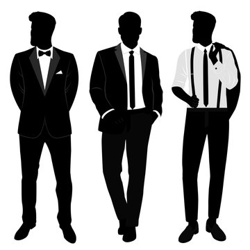 Wedding men s suit and tuxedo. Gentleman. Collection.