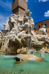 Fototapeta na wymiar Fountain in Piazza Navona - Rome Italy