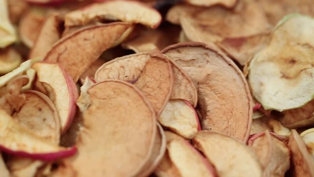 finely chopped dried fruit apples closeup. vitamin preparations for compotes