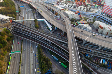 Top view of Hong Kong traffic