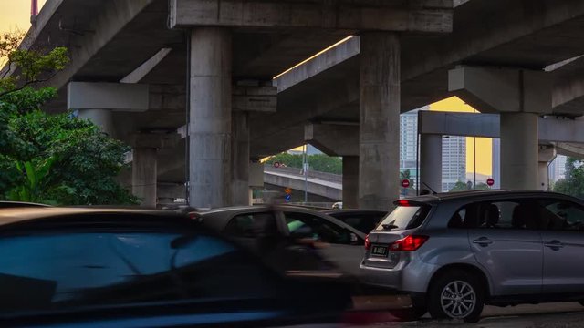 kuala lumpur city center traffic street road junction panorama 4k timelapse malaysia