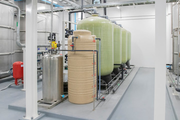 Typical installation of softener water tank with mixixed chemical and salt water tank