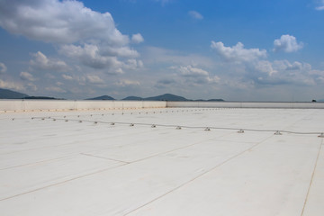 Typical installation of lighting protection at roof of building © roongzaa