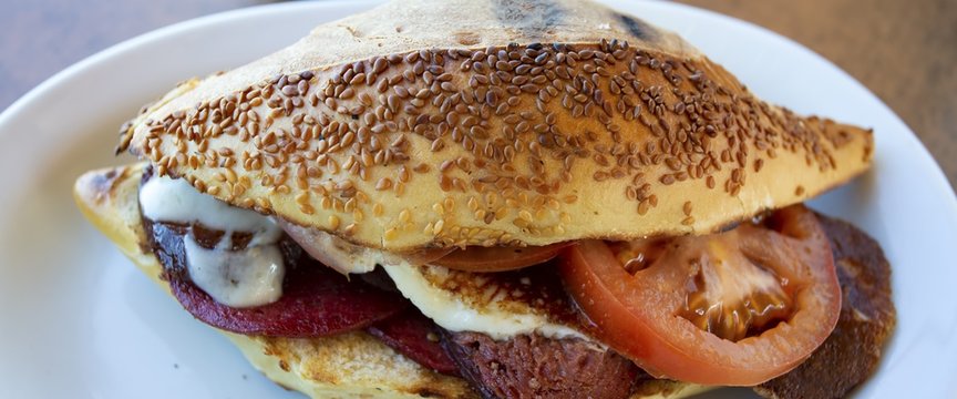 Traditional Delicious Turkish Foods; Izmir Cesme Kumru Sandwich