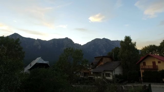 Village in Busteni with mountain in background